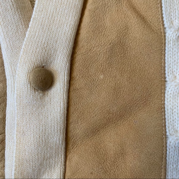 VINTAGE wool and suede cardigan sweater - Picture 7 of 7